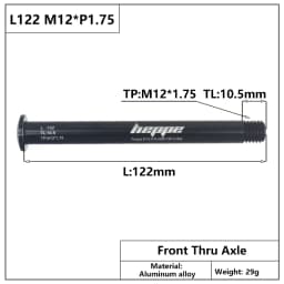 HEPPE Bike Thru Axle Front Fork Shaft Skewers 12x100/110 Rear Hub Thru Axle 12x142/148 M12xP1.0/1.25/1.5/1.75 Bike Quick Release