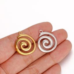 3PCS Stainless Steel Gold Color Round Vortex Charms Spiral Swirl Pendant For DIY Necklaces Earrings Jewelry Accessories Supplies