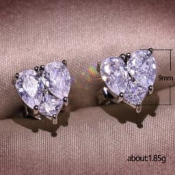 Huitan New Trendy Heart Stud Earrings for Bridal Wedding Engagement Silver Color Aesthetic Earrings High Quality Women's Jewelry