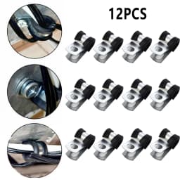 12pcs Metal P Clips Rubber Lined Wiring Hose Pipe Clamp Mikalor Camper Hydraulic 3/16" Brake Gas Line Pipe Fixing Clamp Cramp