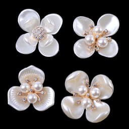 10Pcs Quality Alloy Rhinestone Shell Pearl Flower Buttons Heart Jewelry Accessories Bride Bouquet DIY Bag Hair Crafts Material