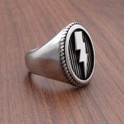 Punk 316L Stainless Steel Geometric Round Big Wide Men's Signet Vintage Lightning Pattern Ring Jewelry For Gift