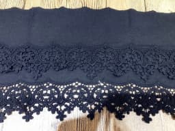 1Yd/lot 22cm wide white black embroidery cotton lace handmade clothing skirt sofa DIY decorative fabric