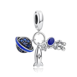 New Original 925 Sterling Silver Charms Star Moon Blue Crystal Glass Beads Fit Brand Bracelets Necklaces Jewelry For Women