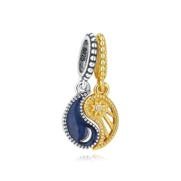 New Original 925 Sterling Silver Charms Star Moon Blue Crystal Glass Beads Fit Brand Bracelets Necklaces Jewelry For Women