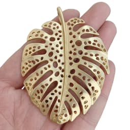 1 X Matt Gold Color Large Monstera Leaf Charms Tropical Palm Leaves Pendants For Necklace Jewelry Making Accessories 80x53mm