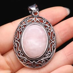 Natural Gem Stone Hollow Alloy Oval Pendant Amethysts Tiger Eye Charms for Jewelry Making DIY Necklace Accessories Gift 33x45mm