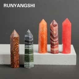 7-8cm Natural Crystal Point Quartz Rainbow Wand Crystal Column Rose Quartz Rock Mineral Specimen Home Decor Reiki Healing stone