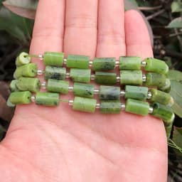 Faceted Green Canadian Jades Natural Stone Beads Cylinder Spacer Beads For Jewelry DIY Making Bracelet Charms Accessories 7.5''