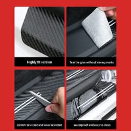4Pcs Carbon Fiber Car Door Sill Protector Welcome Pedal Decoration Leather Stickers for Nissan Kicks P15 Auto Accessories