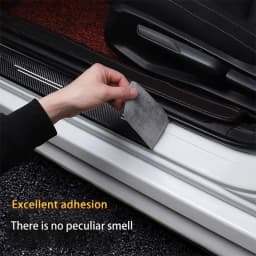 4Pcs Carbon Fiber Car Door Sill Protector Welcome Pedal Decoration Leather Stickers for Nissan Kicks P15 Auto Accessories