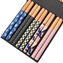 Reusable 5Pairs Set Handmade Bamboo Japanese Style Natural Wood Chopsticks Sushi Food Cat Flower Multi Color Wooden Chopsticks