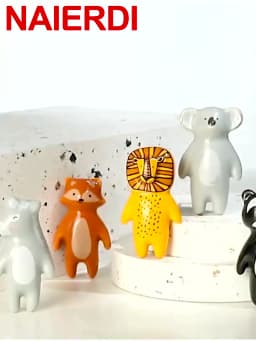 NAIERDI Cartoon Furniture Handles Animal Drawer Knob Ceramic Cabinet Handles and Drawer Pulls Lion Panda Fox Children Room