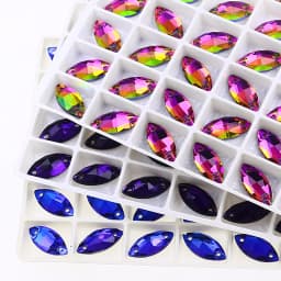 Horse Eye Glass Sew On Rhinestones Flatback Stones Colorful Diamond Sewing Rhinestones Loose Stones For Women Dress Clothes DIY