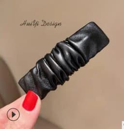 New fashion Korean Dongdaemun fold leather side clip hairpin Simple BB clip one-word hairpin