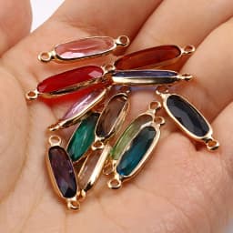 Multicolor Glass Connectors Oval Gold Color Copper Charms DIY Making Necklace Bracelets Women Jewelry Findings,22mm X 6mm,5PCs