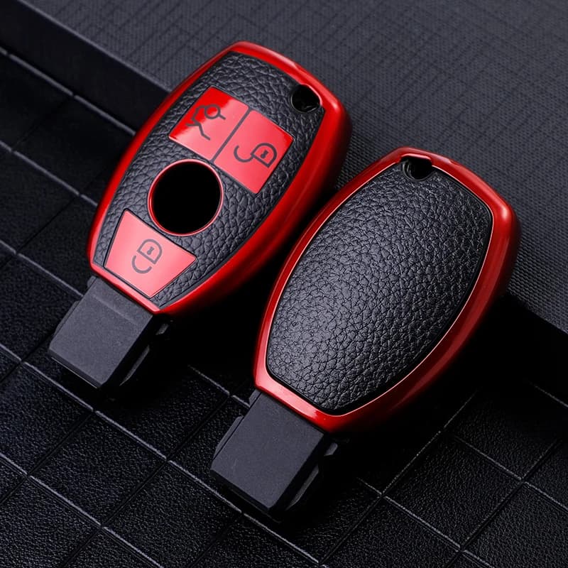 Leather TPU Car Key Fob Case Cover Protector for Mercedes Benz E C G M R S Class W204 W212 W176 GLC CLA GLA AMG Car Accessories