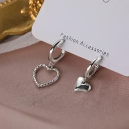 Fashion Asymmetric Love Heart Earrings Silver Color Elegant Sweet Drop Earring For Women Girls Party Wedding Jewelry Accessories
