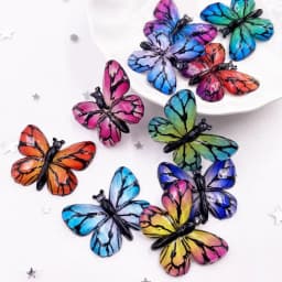 Resin Shiny Colorful Crystal Butterflies Flatback Rhinestone 1 Hole Appliques Ornaments 10pcs Home Figurines decor Crafts