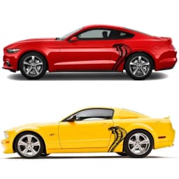 Cobra Snake Head Body Car Decal Vinyl Graphics 20.5x26.25 Inches, Fits Ford Mustang and Shelby, Driver Side, Black