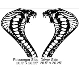 Cobra Snake Head Body Car Decal Vinyl Graphics 20.5x26.25 Inches, Fits Ford Mustang and Shelby, Driver Side, Black