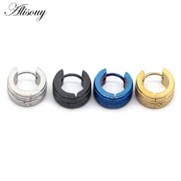 Alisouy 2pcs New Frosted Scrub Groove Ear Earring Stainless Steel Small Circle Hoop Earrings for Women Men Punk Piercing Jewelry