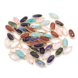 Natural Stone Amethysts Pendant Oval shape Two-hole connector for Jewelry Making Diy Bracelet necklace accessories 11x27mm