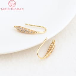 (2503) Height 17MM 24K Champagne Gold Color Plated Brass with Zircon Earrings Hook High Quality Diy Jewelry Accessories