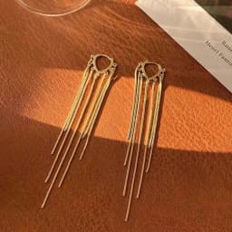 Silver Needle Long Dangle Drop Earrings for Women Jewelry Fairy Heart Gold Female Tassel Earrings