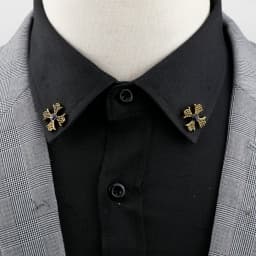 1 Pair Retro Lapel Pin Brooch Vintage Fashion Tree Leaf Collar Pin Hollowed Out Crown Shirts Suits Breastpin Jewelry Accessories