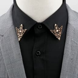 1 Pair Retro Lapel Pin Brooch Vintage Fashion Tree Leaf Collar Pin Hollowed Out Crown Shirts Suits Breastpin Jewelry Accessories