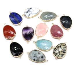 Natural Stone irregular shape Pendant Charms Double hole connector for Jewelry Making DIY Necklaces Bracelets Accessories