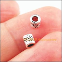 100Pcs Tibetan Silver Plated, Antiqued Gold Plated , Bronze Plated Flower Tube Spacer Beads 4mm