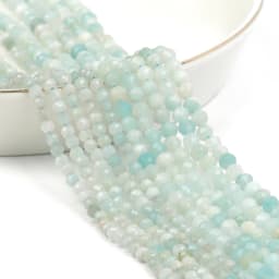 Natural Blue Sandstond 2/3/4mm Faceted Mineral Loose Beads for Jewelry Making DIY Christmas Gift Bracelets 15'' Tiny Stone