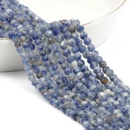 Natural Blue Sandstond 2/3/4mm Faceted Mineral Loose Beads for Jewelry Making DIY Christmas Gift Bracelets 15'' Tiny Stone