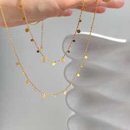18K Gold Titanium Steel 316L Waterdrop Necklace Women Chain Choker Coin Pendant Necklaces Collar Jewelry
