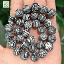 Black Lace White Malachite Stone Loose Round Beads DIY Handmade Bracelet Accessories for Jewelry Making 15" Strand 4 6 8 10 12MM