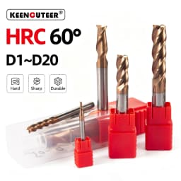 HRC 60 4-Flute Tungsten Steel Milling Cutter Tools 1.0-20.0mm CNC Machine Carbide Flat End Mills Alloy Coating Flat Metal