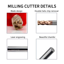 HRC 60 4-Flute Tungsten Steel Milling Cutter Tools 1.0-20.0mm CNC Machine Carbide Flat End Mills Alloy Coating Flat Metal