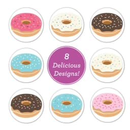50-500pcs Stickers Stylish Donut Stickers 8 Designs Delicious Looking Handmade white labels stickers for Cake bread baking