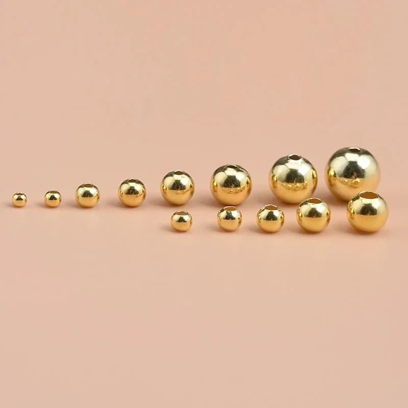 10PCS925 sterling silver gold plated beads loose beads handmade diy made bracelet ring necklace semi-finished round beads
