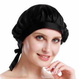 SuyaDream 100% Mulberry Silk Sleep Cap for Women Hair Care Natural 19 Momme Silk Night Bonnet with Adjustable Ribbons