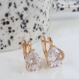 Kinel Hot Water Drop Natural Zircon Stud Earrings For Women 585 Rose Gold Color Bride Wedding Fashion Party Daily Fine Jewelry