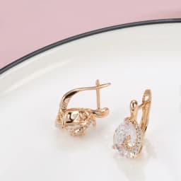 Kinel Hot Water Drop Natural Zircon Stud Earrings For Women 585 Rose Gold Color Bride Wedding Fashion Party Daily Fine Jewelry