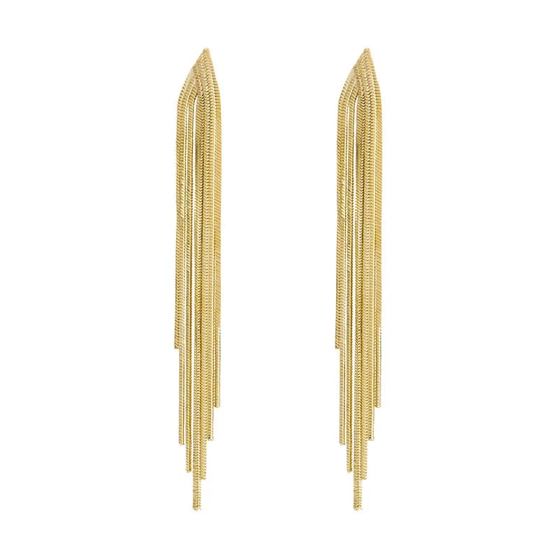 Vintage Long Metal Chain Tassel Clip on Earrings 2023 Bohemian Geometric Without Piercing Ear Clips for Women Party Jewelry Gift