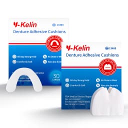 Y-Kelin Denture Adhesive Cushion (Upper) 30 Pads + (Lower) Reinforced Bonding for with Sensitive Gums