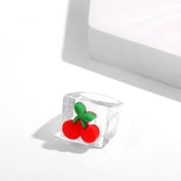 2024 New Trendy Geometric Square Round Resin Acrylic Chunky Rings for Women Girls Punk Style Knuckle Flower Rings Jewelry