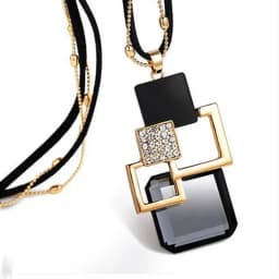 Fashion Gold Color Crystal Geometric Long Chain Necklace & Pendants for Women