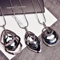 Fashion Gold Color Crystal Geometric Long Chain Necklace & Pendants for Women