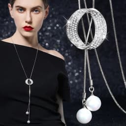 Fashion Gold Color Crystal Geometric Long Chain Necklace & Pendants for Women